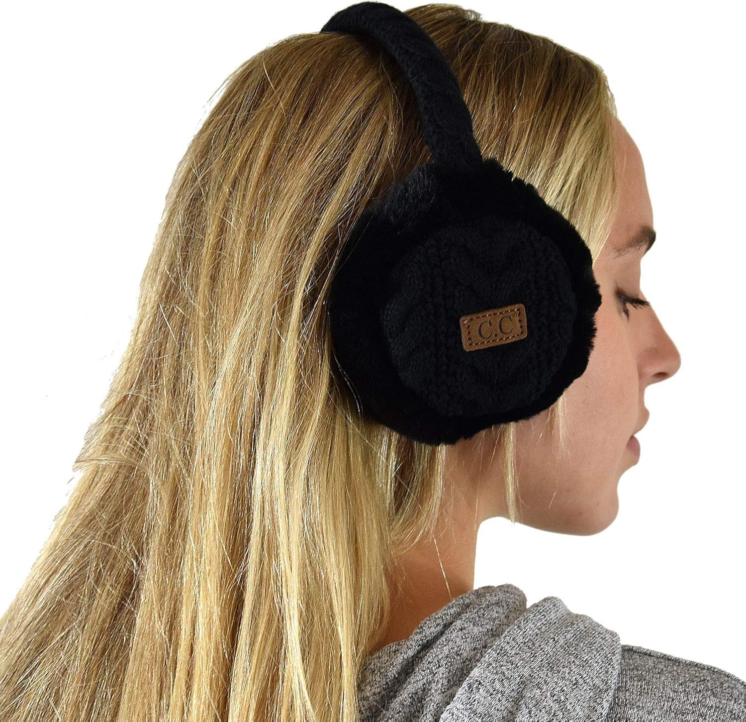 C.C Soft Winter Warm Adjustable Headband Ear Warmer Earmuffs, Black at  Women’s Clothing store