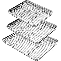 YIHONG Baking Sheet with Rack Set (3 Sheets+3 Racks), 3 Size Cookie Sheets for Baking Use, Stainless Steel Baking Pans…