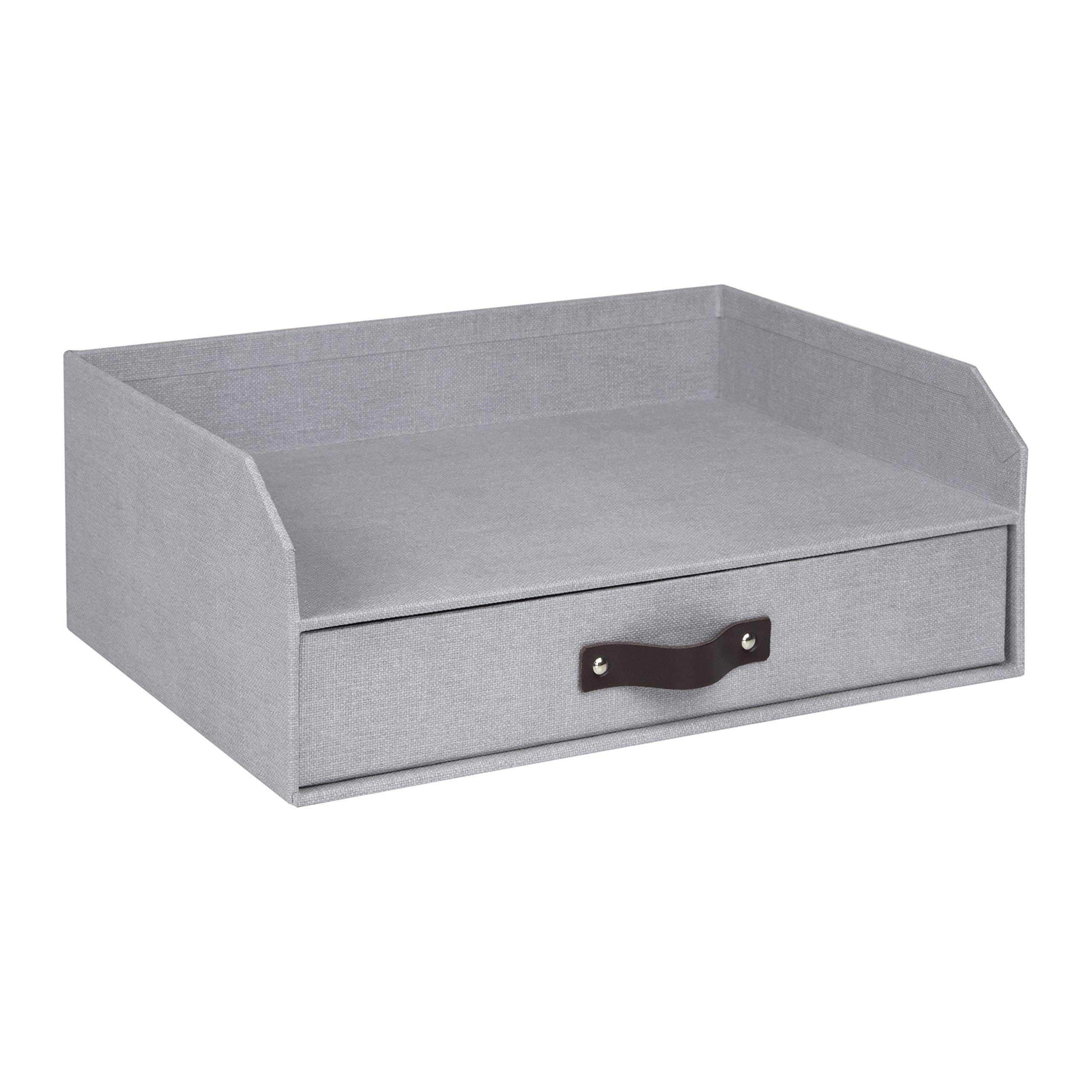 Bigso Box of Sweden Letter Tray, Canvas-Embossed Paper-Laminated Fiberboard, Ash, 13.1" x 10" x 5.2"