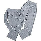 SOLY HUX Women's 2 Piece Outfits Off The Shoulder Long Sleeve Crop Top and Pants Set Fall Clothes