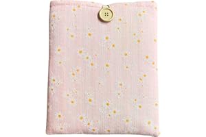 ZOSIANA DESIGNS Embroidered Book Sleeve with Daisy Design - Elegant Book Cover, Padded Protector for Paperbacks & Hardcovers, Ideal for Book Lovers, Wooden Button Closure (Pink - Daisy Blossom, Large)