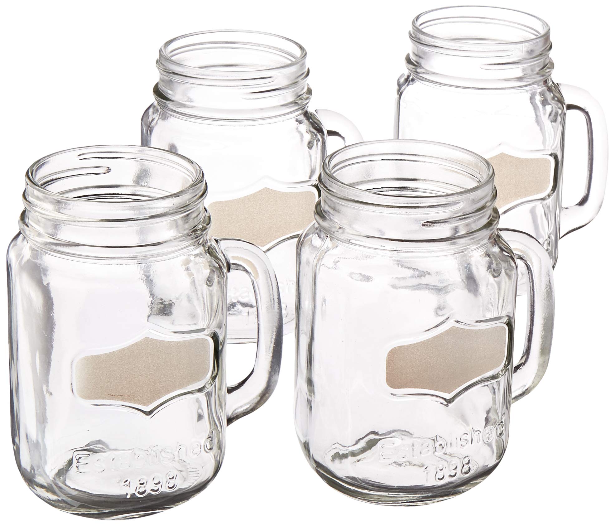 Circleware Yorkshire Glass Mason Jar Mugs With Chalkboard And Handle Set Of 4 Heavy Base Fun Glassware Drinking Beverage Cups For Water Beer Juice Bar Decor 17 5 Oz Silver Buy Online