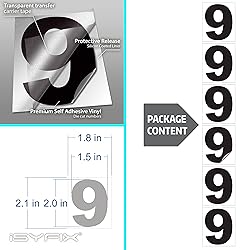 iSYFIX Black Vinyl Number 9 (Nine) Stickers - 6