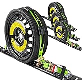 Mimanchi 4Pack,2" x 10'Wheel Straps with E-Track Fittings,Auto Hauler Ratchet Wheel Straps with 3 Rubber Blocks,E Track Tire Strap for Hauling Cars,ATV's, UTV's | Car Tie Down Straps for Trailers