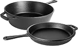 nuovva Pre Seasoned Cast Iron Dutch Oven 2in1 Combo Cooker 3.2 Qt 10.25" Skillet view 1