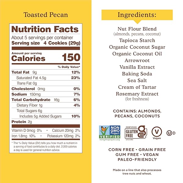SIMPLE MILLS ALMOND FLOUR CRUNCHY COOKIES, TOASTED PECAN – GLUTEN FREE, VEGAN, HEALTHY SNACKS, MADE WITH ORGANIC COCONUT OIL, 5.5 OUNCE (PACK OF 1)