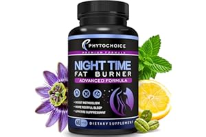 PHYTOCHOICE Night Time Fat Burner - Weight Loss Diet Pills with Magnesium Melatonin CLA L-Carnitine that Work at Night, Appetite Suppressant, Carb Blocker, Nighttime Metabolism Booster for Women and Men 60 Caps.