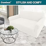 Granbest High Stretch 2 Seater Sofa Cover Creamy White Jacquard Slipcover view 2