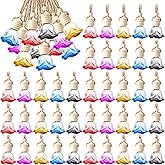 BBTO 50 Pcs Hanging Car Air Freshener Diffuser Bottles Empty Glass Perfume Bottle Pendant for Essential Oil (Colorful, Rose)