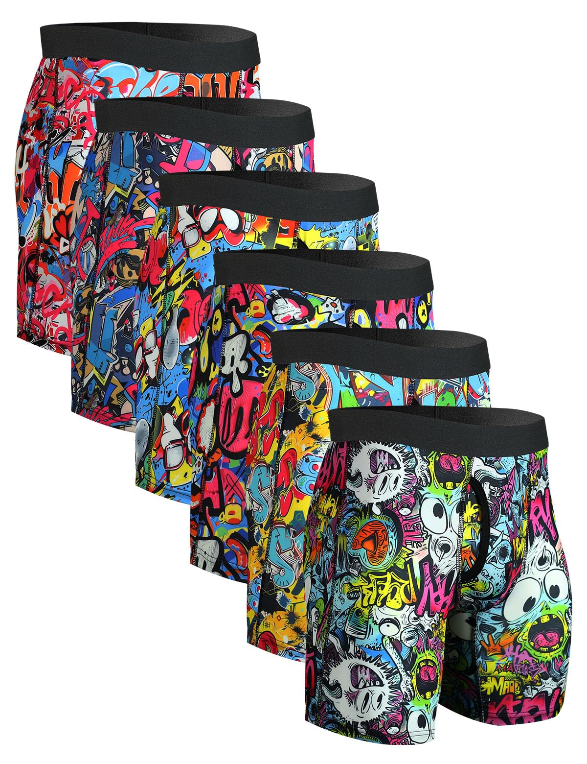 Photo 1 of CHUAKIN Mens Athletic Underwear Mens Boxer Briefs Long Leg Trunks Underwear 6 Pack