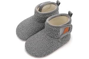 BARERUN Toddler Slippers Girls Boys House Shoes Baby Winter Booties Plush Cozy Kids House Slipper Warm Lightweight Infant Walking Shoes Socks