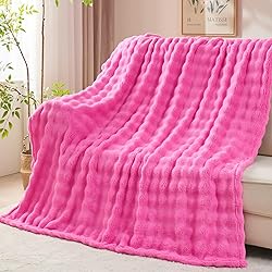 NEWCOSPLAY Twin Blanket for Couch Hot Pink Super