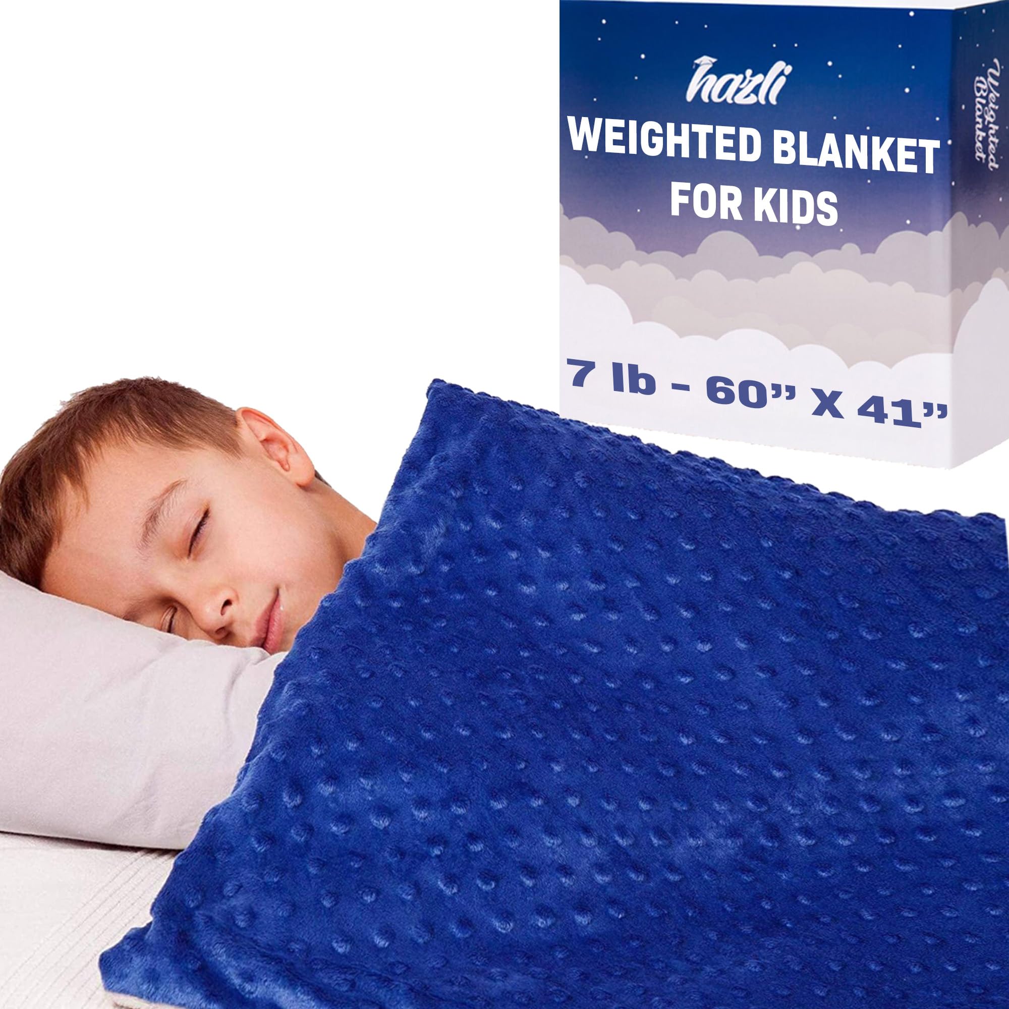 Photo 1 of hazli Super-Soft Kids Weighted Blanket 7 Pounds - Weighted Blanket for Kids - Easy to Clean, Washable Minky Cover - 41x60 Inches 7lbs Child - Heavy Blanket for Girls and Boys