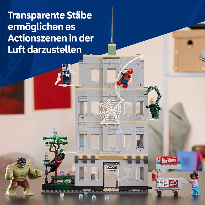 | Marvel Großer Showdown: Spider-Man vs. Hulk - Interaktives Spielzeug mit 4-stöckigem Bürogebäude, Actionfigur und 5 Minifiguren inkl. Scorpion - Geschenk für Jungen ab 8 Jahren und Fans - 76350