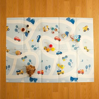 KandyToys Folding Road Baby Play Mat 1.98m x 1.48m Thick 10mm XPE Waterproof