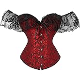 SYHVGI Women's Corset Tops Sexy Lace Up Boned Overbust Corset Bustier Lingerie Bodyshaper Push Up Bodysuit Corset
