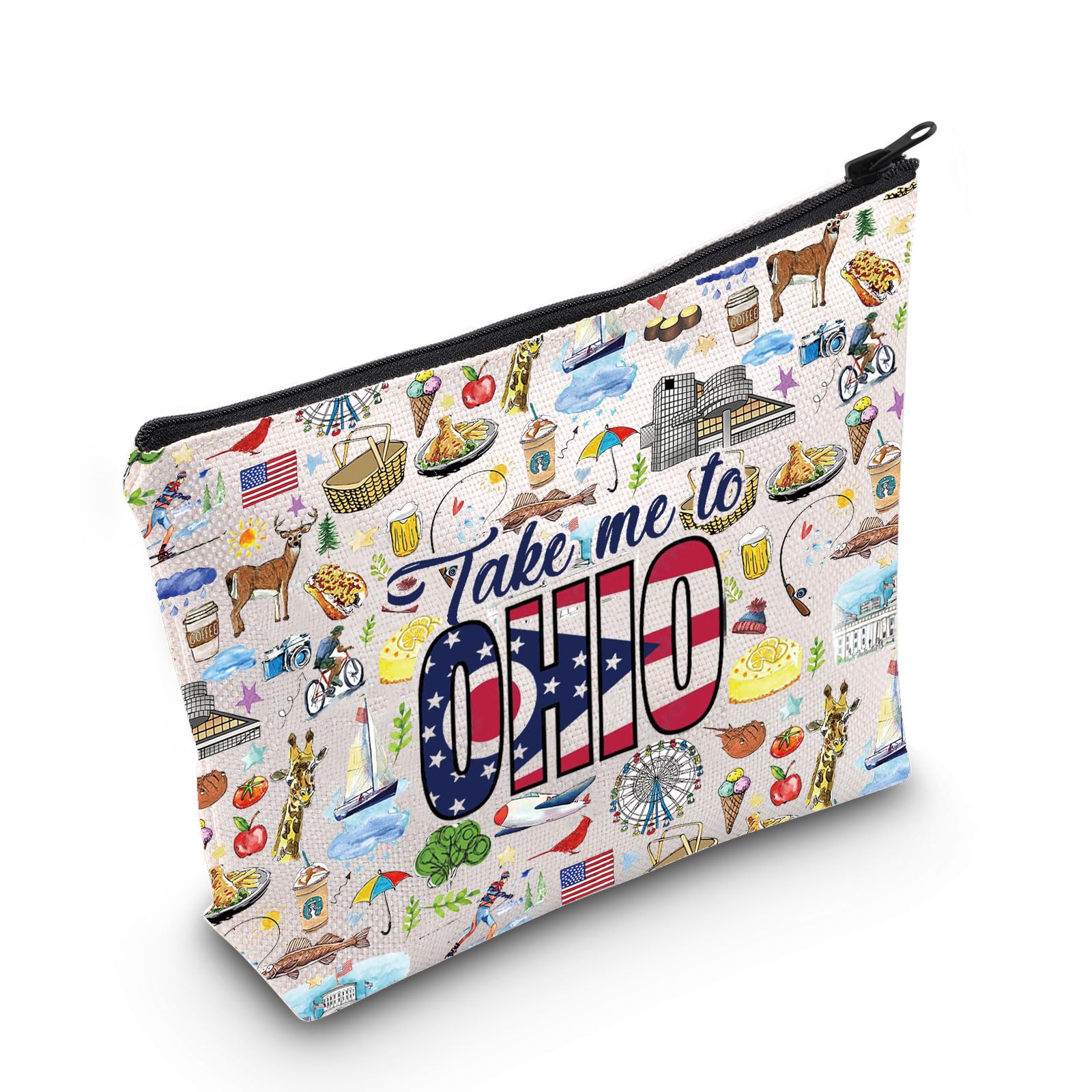 WZMPA Ohio State Trip Cosmetic Bag Ohio Tourist Gift Take Me To Ohio Zipper Makeup Pouch Bag Ohio Travel Merchandise, Take Ohio, Fit