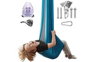 MINGLEWOOD PRODUCTS MINGLEWOOD Sensory Swing for Kids – Indoor Swing Set with 360° Swivel Hanger – Cozy & Calming Hammock for Autism, Anxiety, ADHD & Sensory Disorders
