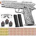 Automatic Shell Ejecting Toy Guns with 120 Soft Bullets, Cool Toy Pistol with Ejecting Shells, Retro Pattern Design Shooting Model Toys Gifts for Boys, Kids and Girls