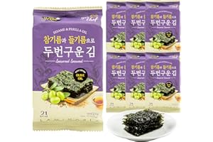 KIM'S TABLE NORI LAND Roasted Seaweed Snack – Korean Seasoned Seaweed Sheets, Light & Crispy, Healthy Low Calorie Gluten Free Vegan Snack, 6 Convenient Packs (0.14oz Each) (Olive Oil)
