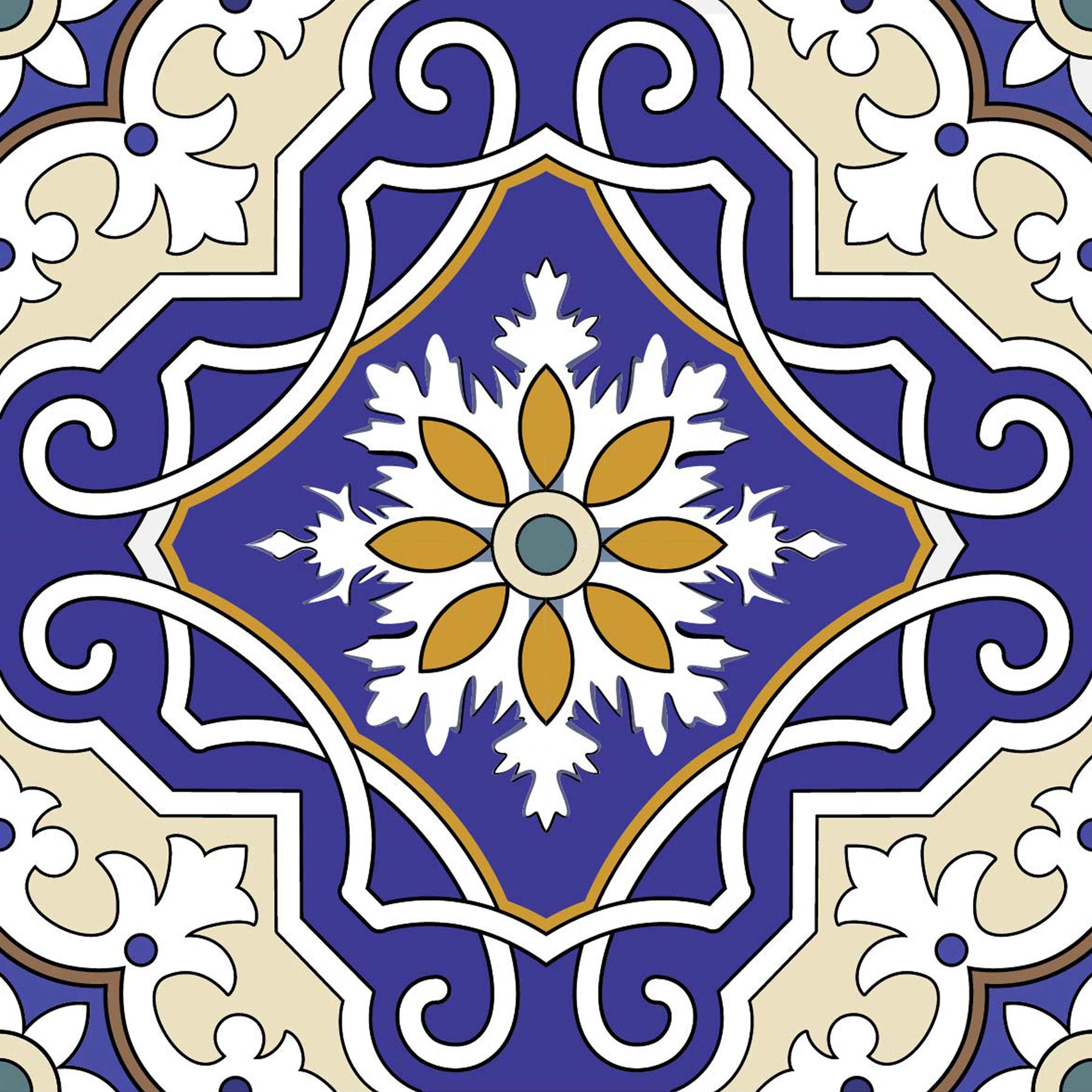 Poromoro Spanish Portuguese Azulejo Style Peel and Stick Backsplash Tile Stickers Set of 16 pcs(5.9_22)