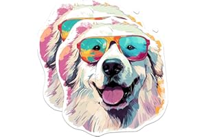 BLISS MONKEY CO. (2 Pack) Great Pyrenees Dog Stickers - Great Pyrenees with Sunglasses - Choose FromOver 100 Dog Breeds - 5 Inches On Longest Side - Premium Vinyl - Made in USA - BMCS0358