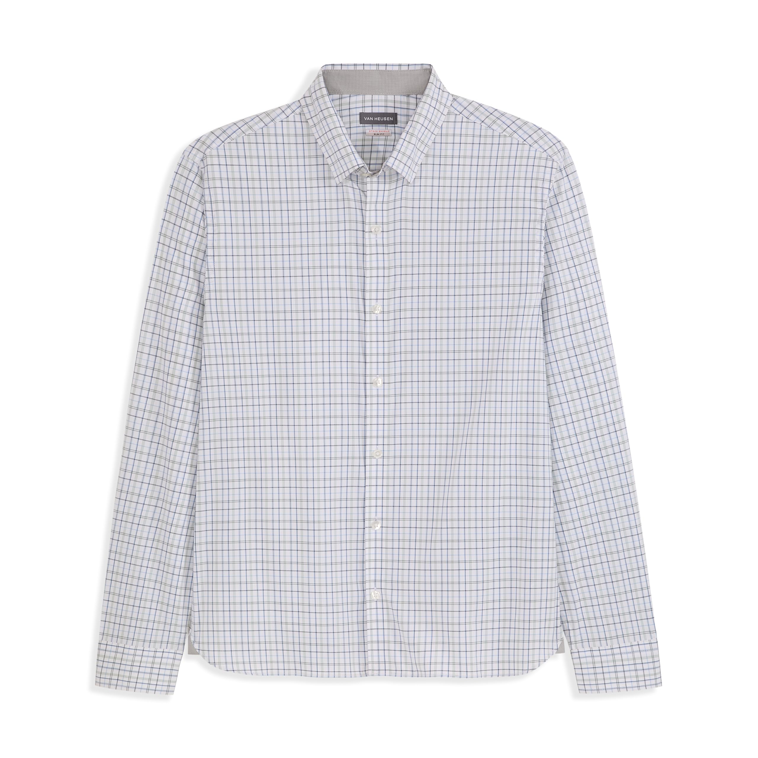 Van Heusen Everyday Defense Cronbie Plaid Long Sleeve Shirt, Brilliant White, XXL