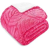 Whale Flotilla Sherpa Fleece Twin Size Blanket for Bed, 60x80 Inch Reversible Lightweight Blankets for All Season, Soft and Warm, Hot Pink