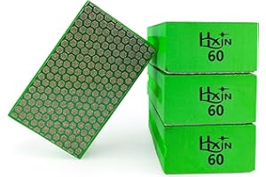 HXIN Diamond Hand Polishing Pad Diamond Sanding Block Foam Backed Diamond Sponge Sanding Pads for Wet or Dry Grinding polishing for Granite Marble Stone Tile Glass Ceramic (4, 60# Hexagon)