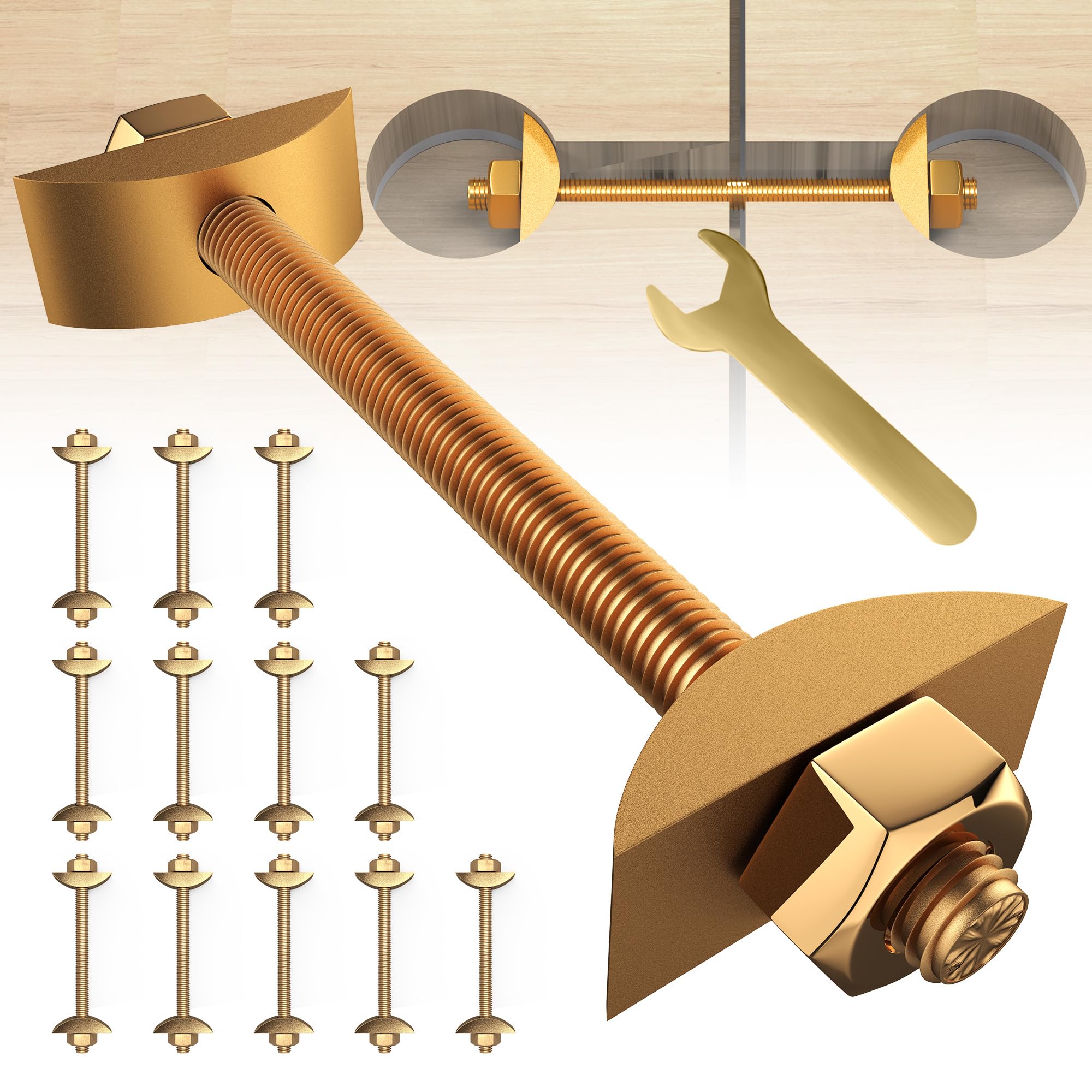 Photo 1 of 12Pcs Countertop Connector Bolts, M8x100mm Countertop Joint Fasteners, Furniture Fastening Connectors, Drawbolt/Bed/Butcher Block Joint Connector Kit,Miter Draw Bolt Countertop Flip Connector