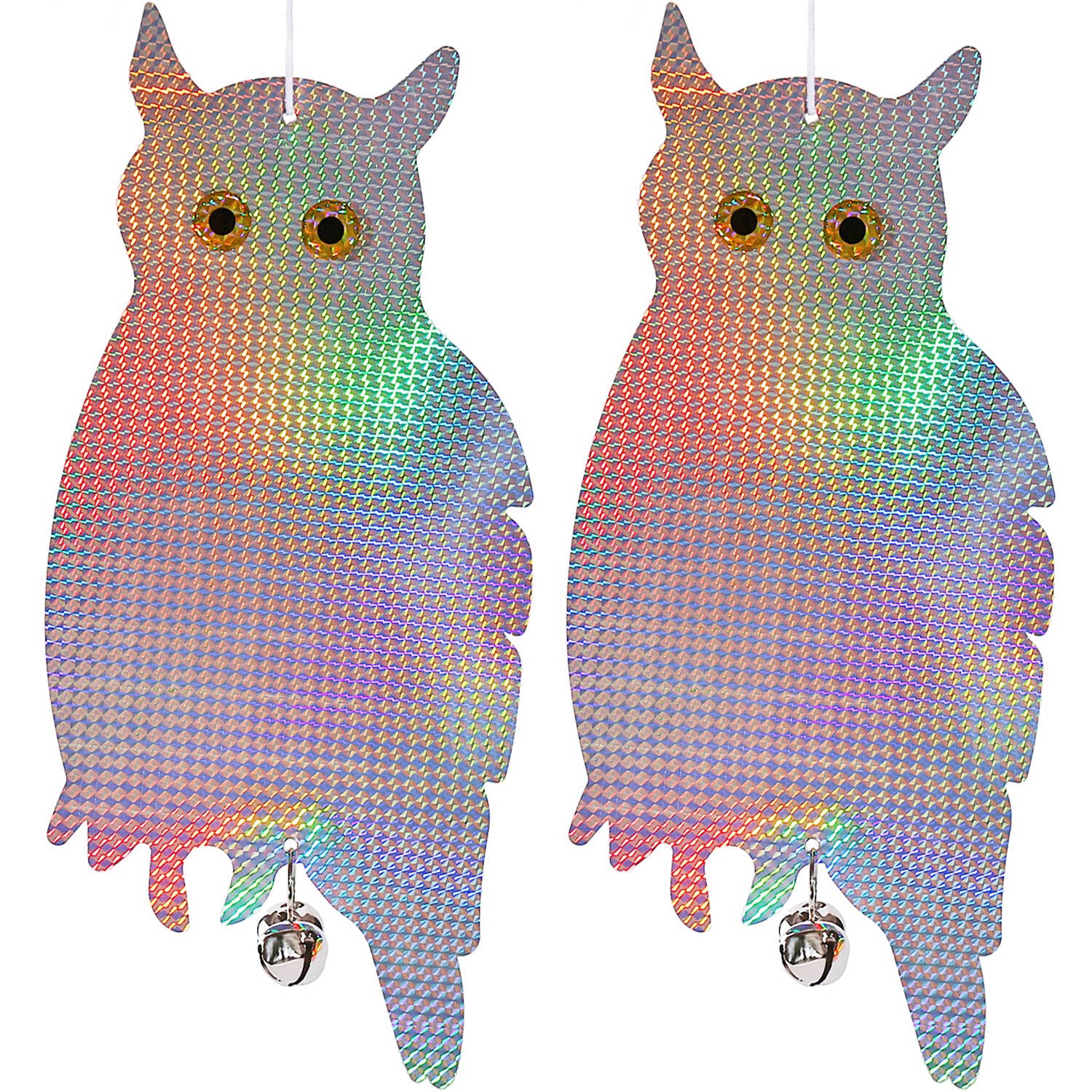 Photo 1 of Dyvicl Fake Owl Hanging Reflective Owl Woodpecker Bird Deterrent Control Device for House Windows Outdoor Garden Yard, 2 Pack