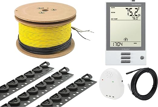 Floor Heating System 3 7w 240v Electric Tile Radiant Floor Heating Cable With Udg 4999 Programmable Thermostat 56 Sq Ft 165 Ft