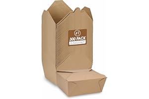 Eco-Craze (26 oz 300 Count) Kraft Take Out Food Containers, Disposable Paper Food Container To Go Boxes Designed For Fewer Le