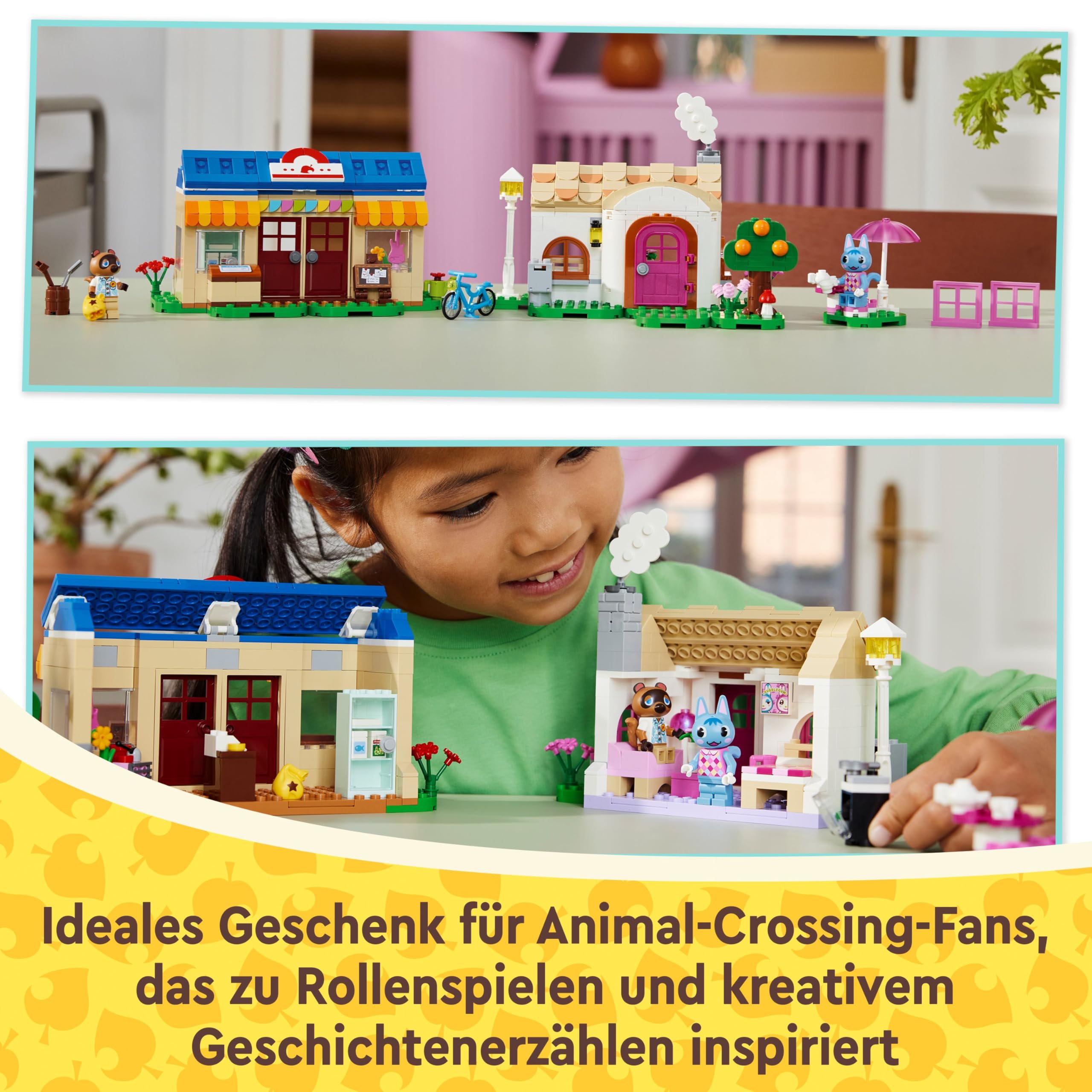 LEGO Animal Crossing Nooks Laden und Sophies Haus Set, kreatives Spielzeug für Kinder mit 2 Mini-Figuren aus der Videospielreihe, Geschenk für Mädchen und Jungen ab 7 Jahren 77050 6