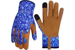 MERTURN Leather Gardening Gloves for Women Thorn Proof Garden Gloves Touch Screen Working Gloves Gifts,M