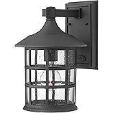 Hinkley Freeport Small Outdoor Wall Mount Lantern, New England Design, Cast Aluminum, Clear Seedy Glass, Black