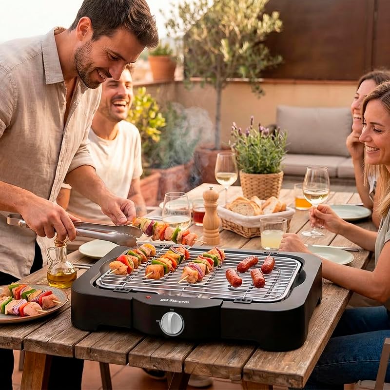 BCT 5000 Barbacoa Eléctrica, Acero Inoxidable, 2300W, 51,2 x 33 x 13,6 cm, Regulador de Temperatura, Rejilla Extraíble