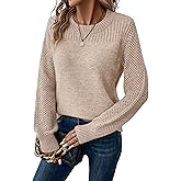 RICHSTORY Womens Sweaters Casual Long Sleeve Crewneck Crochet Knit Pullover Sweater Tops 2025 Fall Fashion Trendy Outfits