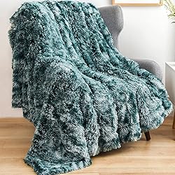 GONAAP Fuzzy Faux Fur Throw Blanket Frosty Green