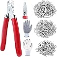 Swpeet 360Pcs 3/4" 1/2" 3/8" Galvanized Hog Rings with Straight Hog Ring Pliers Assortment Kit, Professional Upholstery Hog Rings Installation Kit for Bungee Shock, Cords, Animal Pet Cages, Bagging