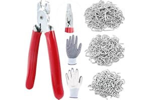Swpeet 360Pcs 3/4" 1/2" 3/8" Galvanized Hog Rings with Straight Hog Ring Pliers Assortment Kit, Professional Upholstery Hog Rings Installation Kit for Bungee Shock, Cords, Animal Pet Cages, Bagging