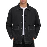 JEMLDL Men&rsquo;s Jean Jacket Relaxed Fit Denim Utility Jacket | 4 Pockets, Loose Fit, Dropped Shoulder, Button-free Hem, Fall Spring Jacket, Washed Cowboy Coat for Vintage Casual Western