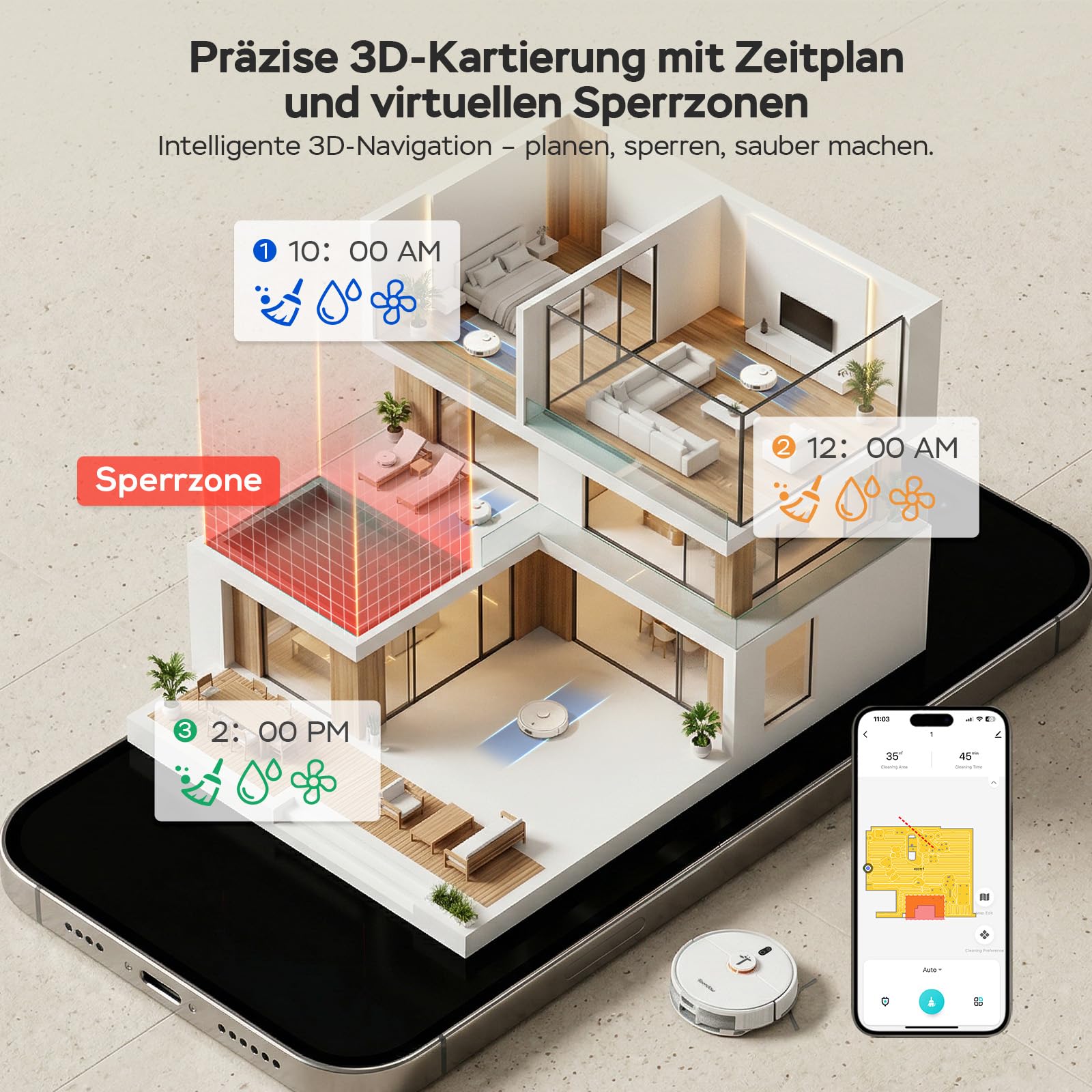 Teendow D20S Max+ Saugroboter mit Wischfunktion, 8000 Pa, 3L Saugroboter mit Absaugstation und Tierpflege-Zubehör, LiDAR-Navigation, App und Sprachsteuerung, Hartböden & Teppiche, Ideal für Tierhaare 8