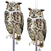 Kungfu Mall 2PCS Fake Owl Plastic Owl to Scare Pigeon for Outdoor Garden Hanging Flat Garden Owls with Reflective Tape to Keep Pigeon Away from Balcony Window Outside Patio Yard Backyard Front Porch