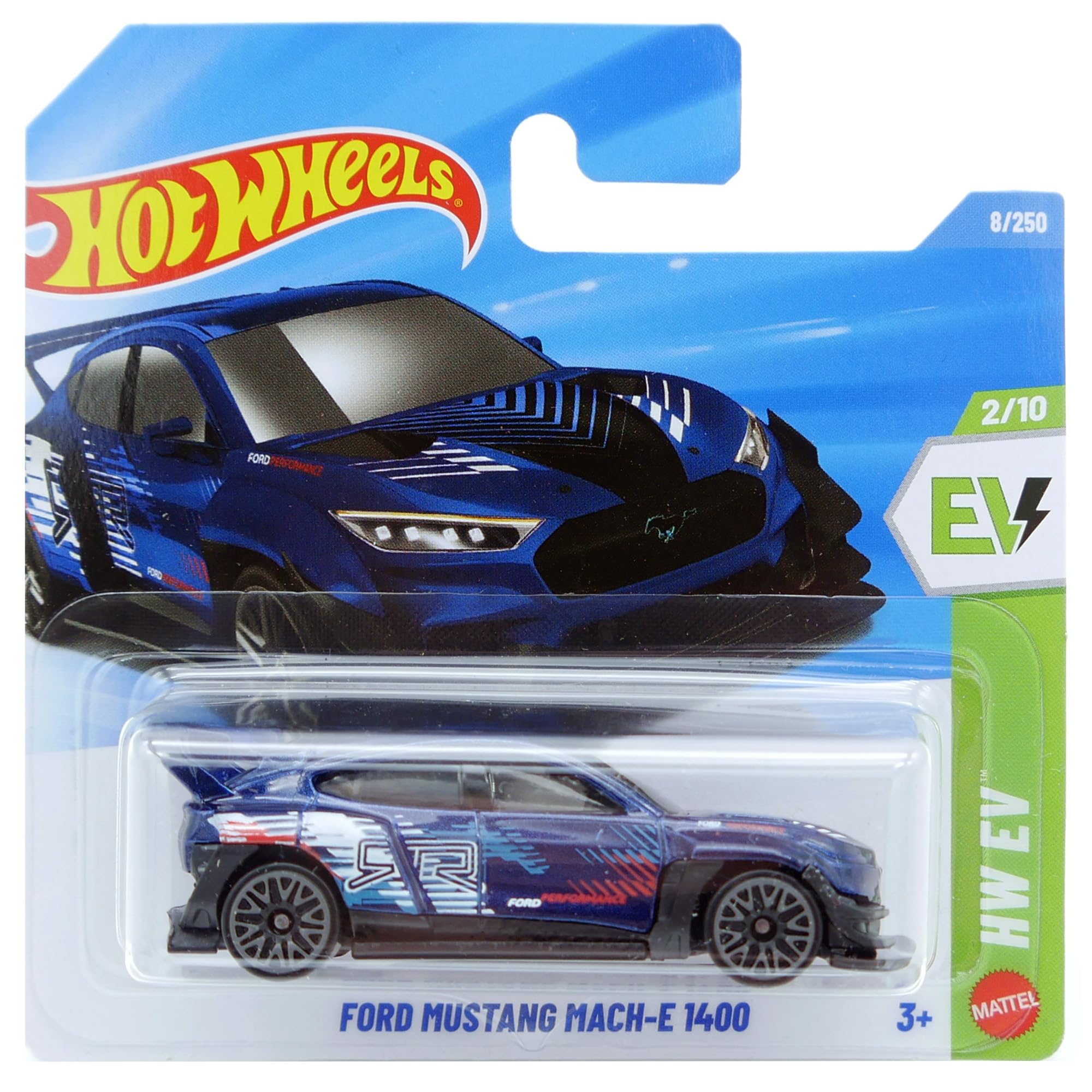 Hot Wheels - Ford Mustang Mach-E 1400 - HW EV 2/10 - JJH86 - Short Card - Dark Blue Electric Racing Car in 1:64 Scale - Mattel 2026 - Licensed Model