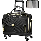 Ytonet Rolling Laptop Bag, Rolling Briefcase for Women with 4 Spinner Wheels, 17.3 Inch Briefcase for Women with Lock and Packing Cube, Laptop Bag with Wheels for Travel Work Business Teacher,Black
