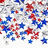 Chuangdi 516 Pcs Acrylic Star Rhinestone Crystal Gems Rhinestone Flat Back 18mm/12mm/10mm/6mm for Holiday Wedding Christmas Birthday Decoration DIY Clothes Shoes Jewelry Making Crafts(Red White Blue)