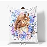 Squirrel Throw Blanket Soft Warm Cozy Squirrels Blankets Fuzzy Plush Fleece Squirrel Blanket Gifts for Couch Bed Sofa Home Decor 40''X50''