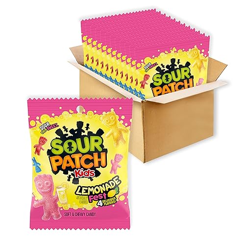 SOUR PATCH KIDS Lemonade Fest Soft & Chewy Candy, Bulk Candy, 12-3.61 oz Bags
