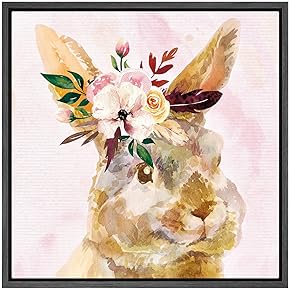 SIGNWIN Framed Canvas Wall Art Nursery Rabbit Bunny...